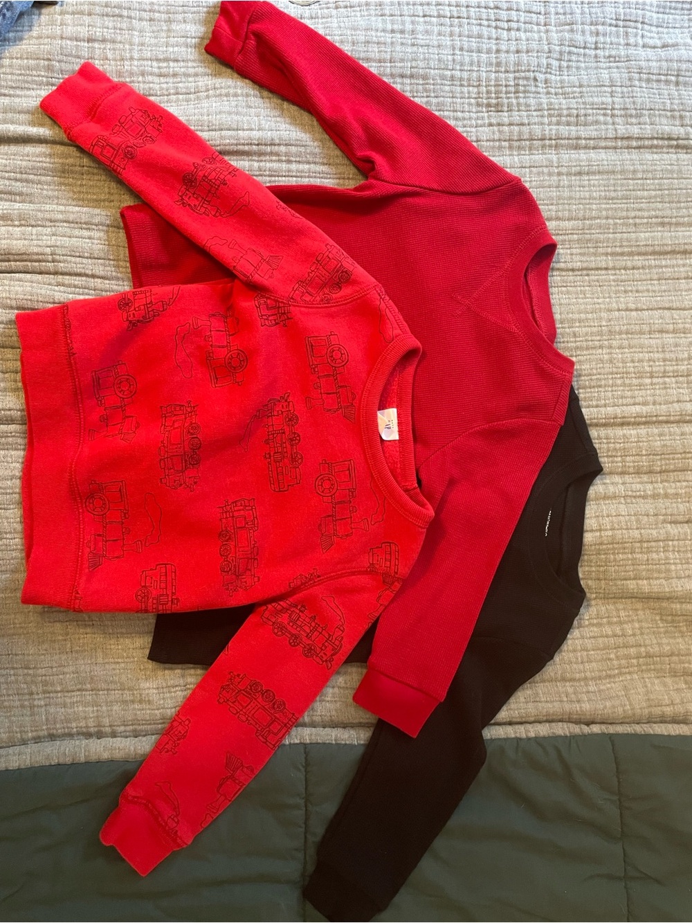 GAP Red Firetruck Sweatshirt with Two Waffle Tees